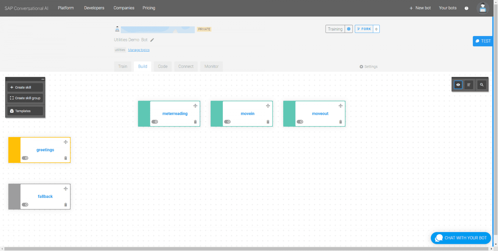 SAP Conversational AI Bot Builder