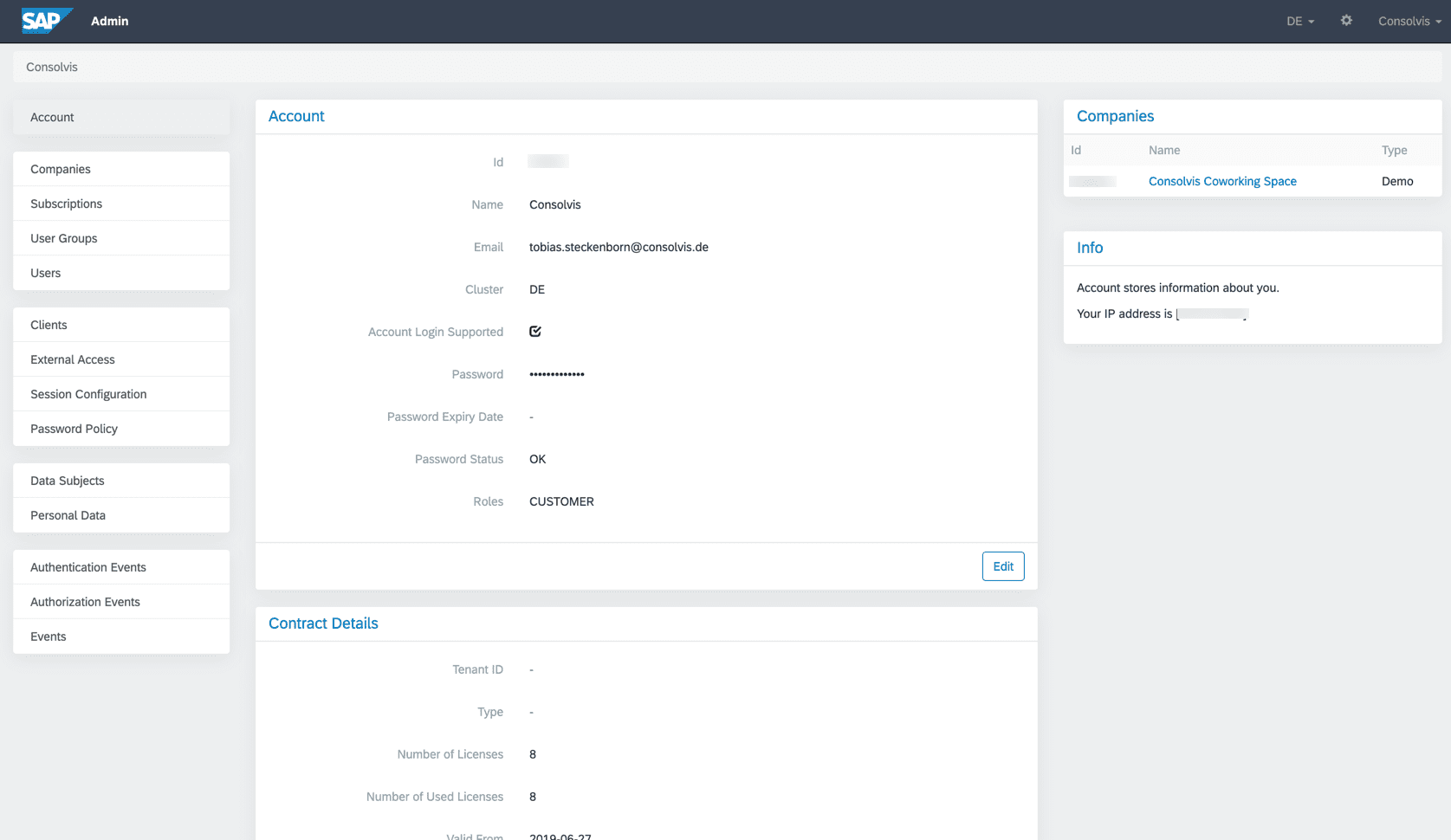 SAP Field Service Management Account Einstellungen