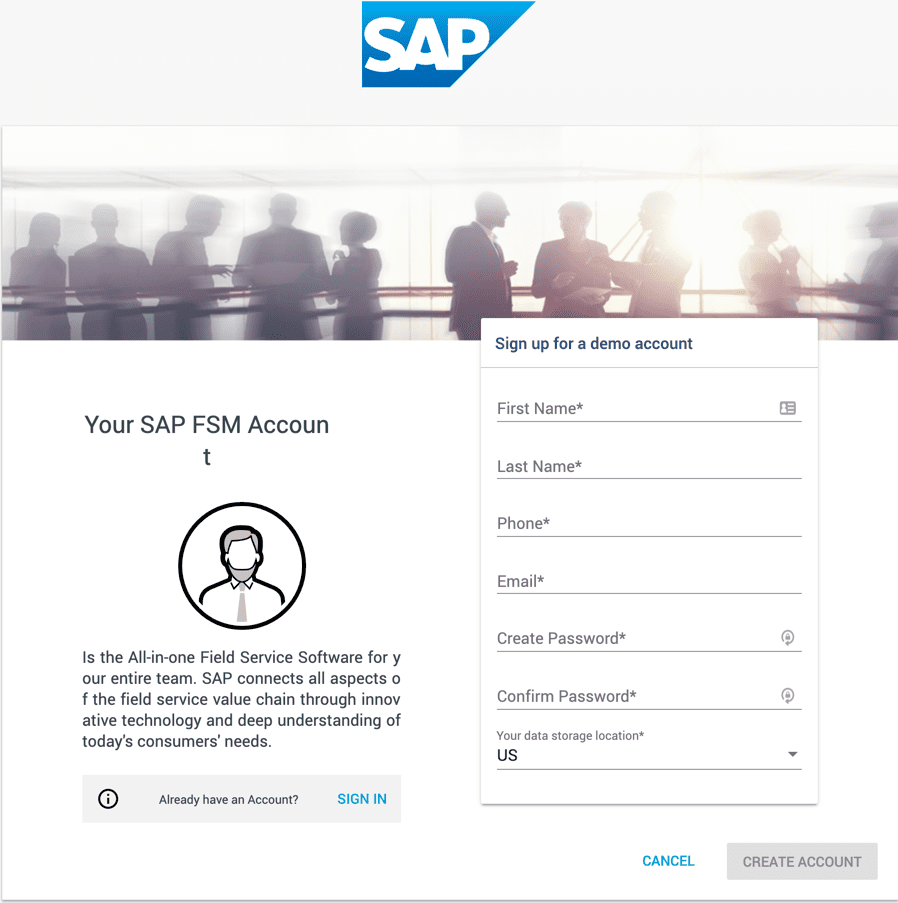 SAP FSM Demo Account erstellen