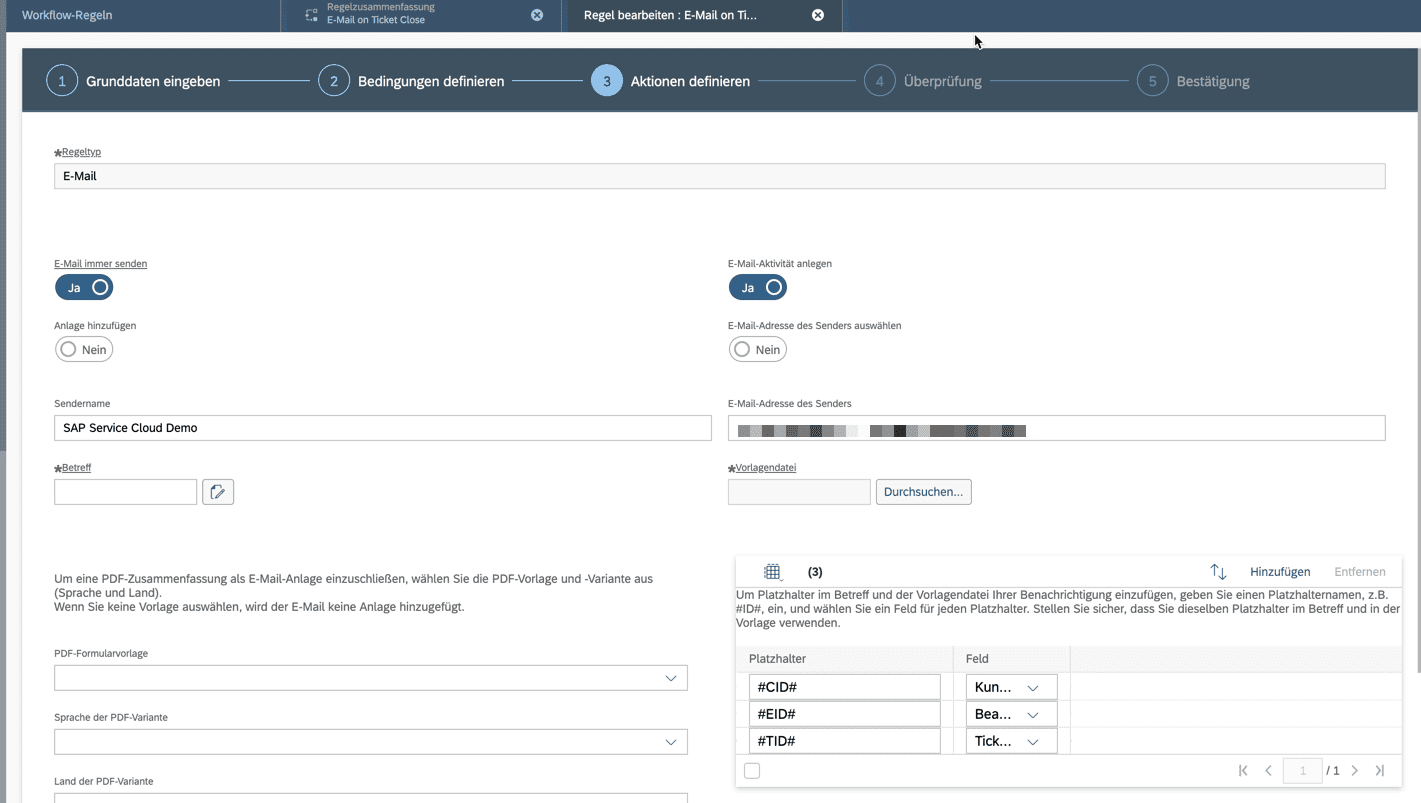 SAP Service Cloud C4C Workflow Schritt 3