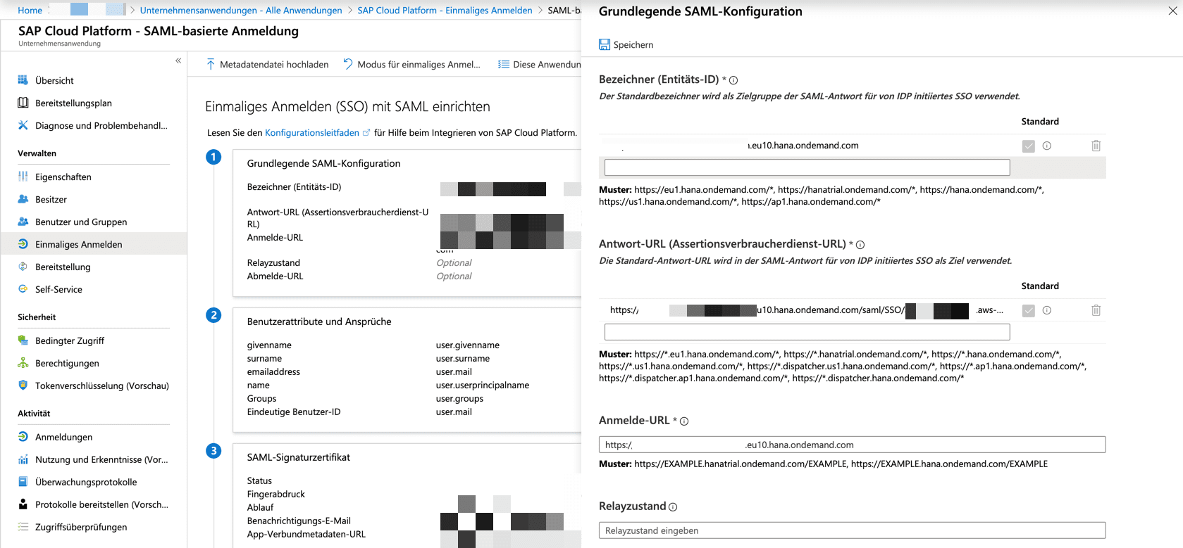 Microsoft Azure Active Directory grundlegende SAML Konfiguration