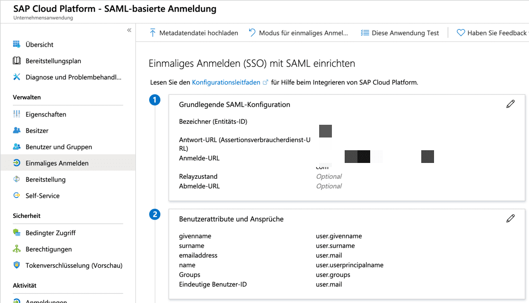 Azure Active Directory Benutzerattribute und Ansprüche