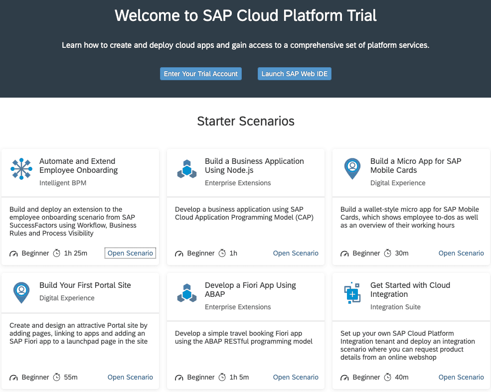 SAP Cloud Platform Trial