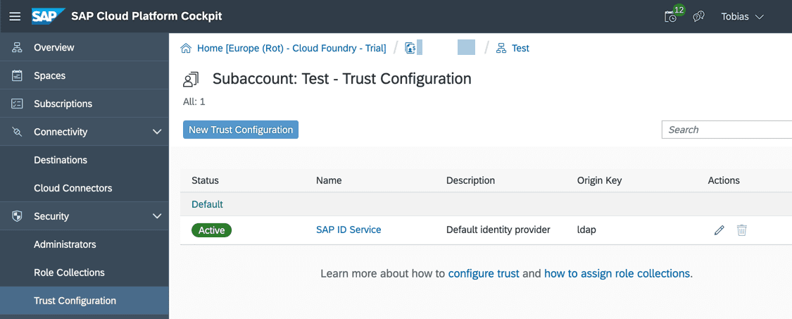 SAP Cloud Platform New Trust Configuration