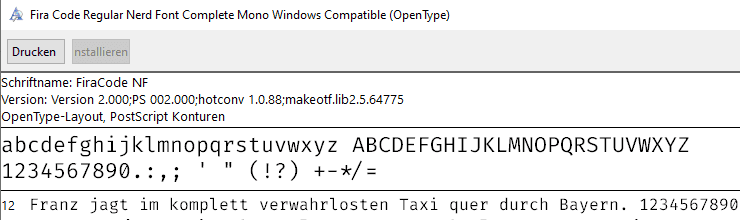 Installation der Schriftart