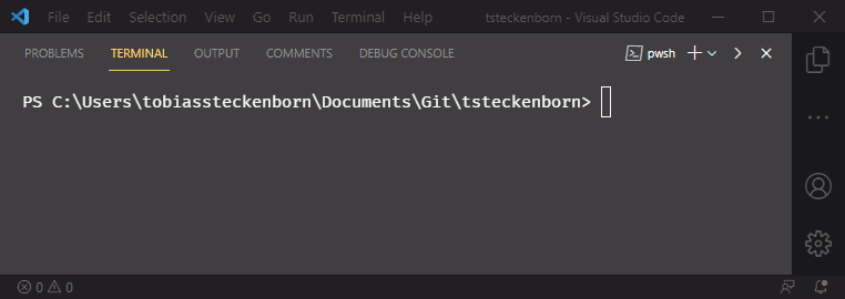 Ursprüngliche PowerShell im Visual Studio Code Terminal