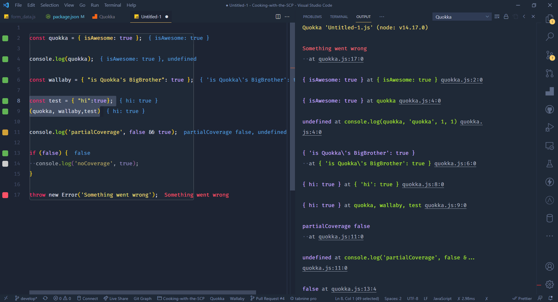 VSCode Quokka.js